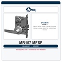 PDQ MR157 MFSF Grade 1 Intruder Deadbolt Mortise Lockset, ANSI F34, US26D Satin Chrome