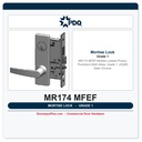 PDQ MR174 MFEF Mortise Lockset – Privacy Thumbturn Both Sides, Grade 1, US26D Satin Chrome
