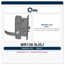PDQ MR136 BJEJ Mortise Lockset – Dormitory/Exit Function, Grade 1, US32D Satin Stainless