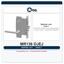 PDQ MR136 OJEJ Mortise Lockset | Dormitory/Exit Function, Grade 1, US32D Satin Stainless