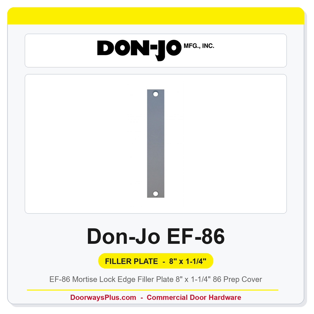 Don-Jo EF-86 Mortise Lock Edge Filler Plate 8" x 1-1/4" | 86 Prep Cover