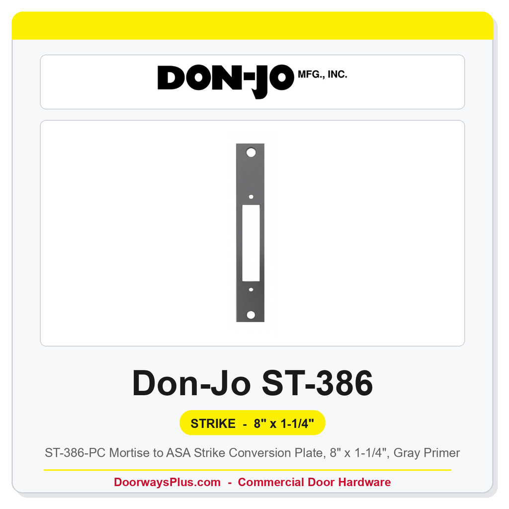 Don-Jo ST-386-PC Mortise to ASA Strike Conversion Plate, 8" x 1-1/4", Gray Primer
