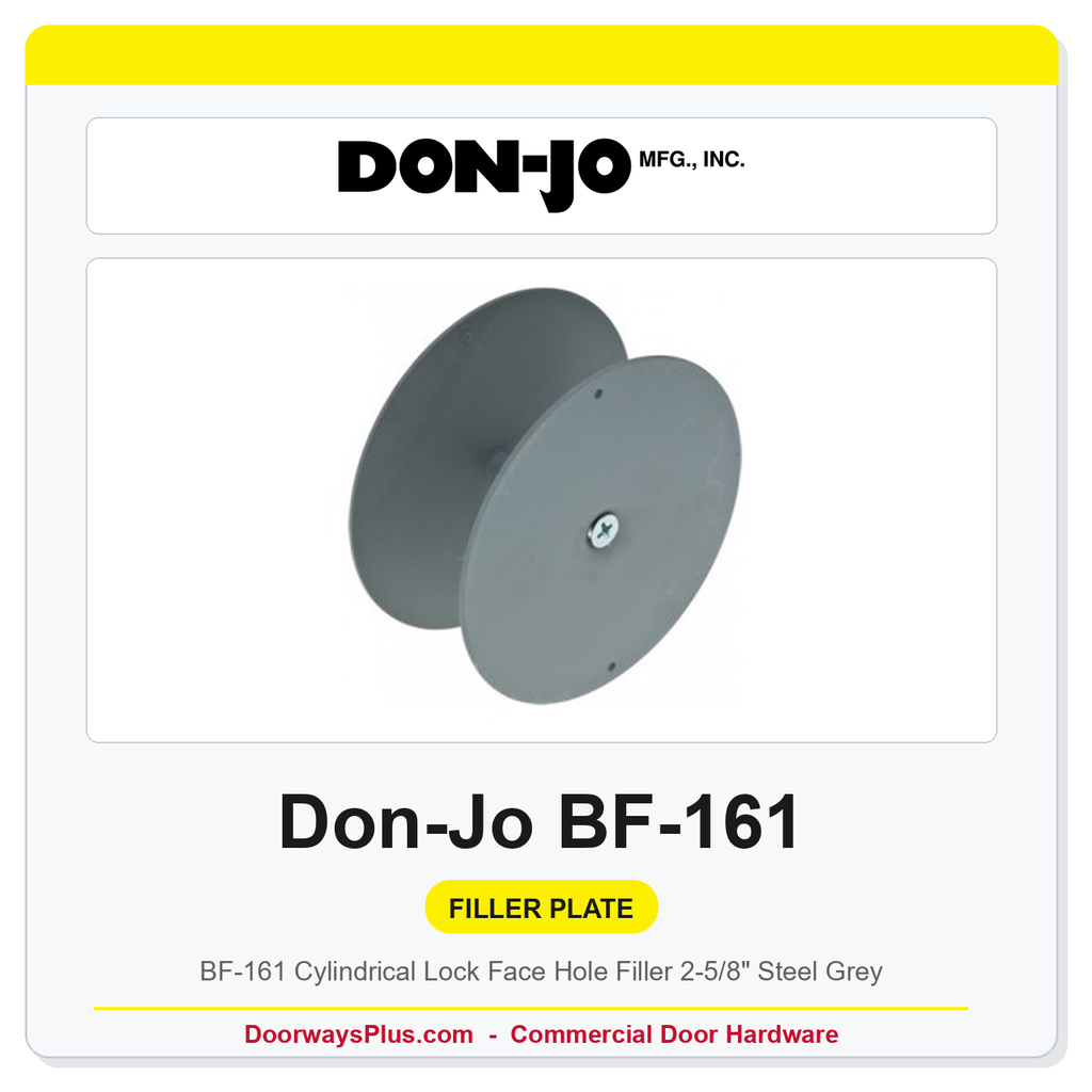 Don-Jo BF-161 Cylindrical Lock Face Hole Filler | 2-5/8" Steel Grey
