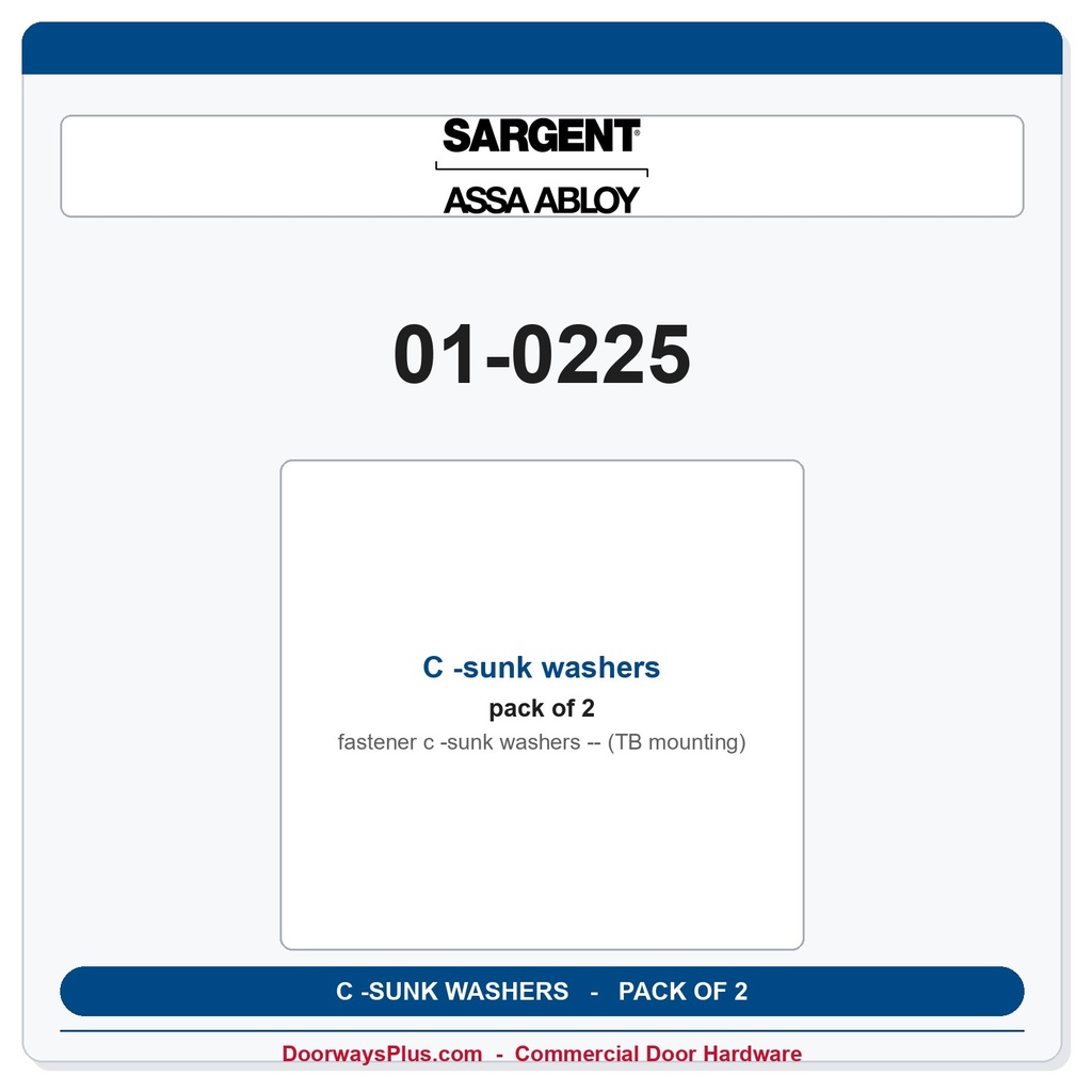 Sargent 01-0225 C -sunk washers (TB mounting) - Pack of 2