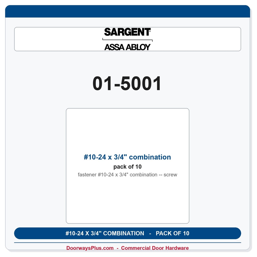Sargent 01-5001 #10-24 x 3/4" combination screw - Pack of 10