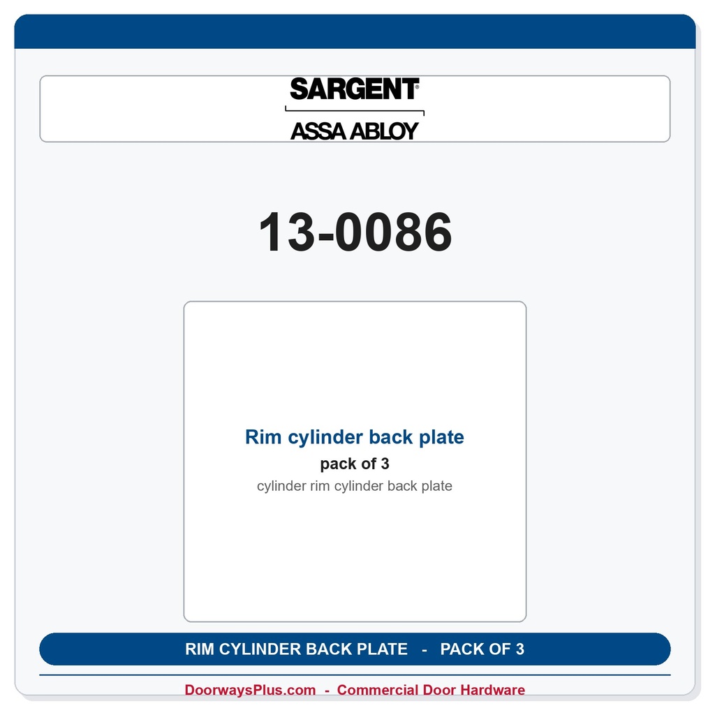 Sargent 13-0086 Rim cylinder back plate - Pack of 3