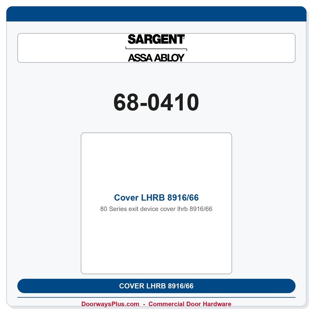 Sargent 68-0410 Cover LHRB 8916/66