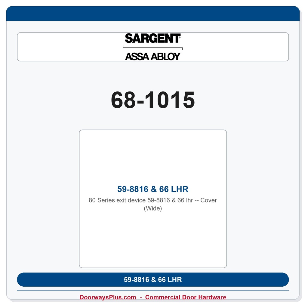 Sargent 68-1015 59-8816 & 66 LHR Cover (Wide)