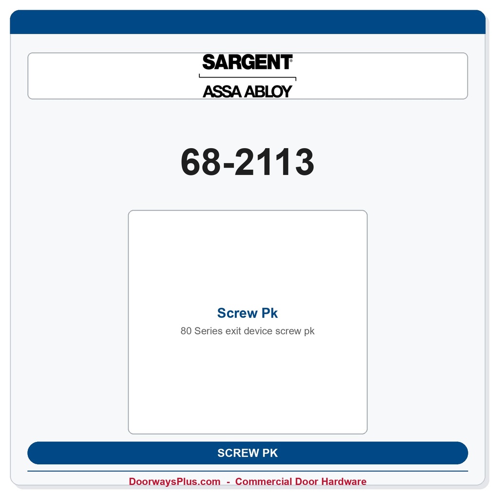 Sargent 68-2113 Screw Pk