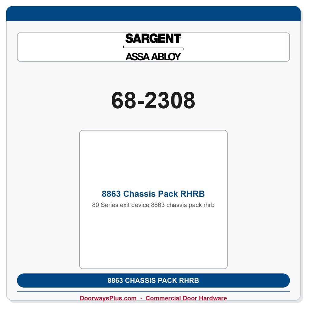 Sargent 68-2308 8863 Chassis Pack RHRB