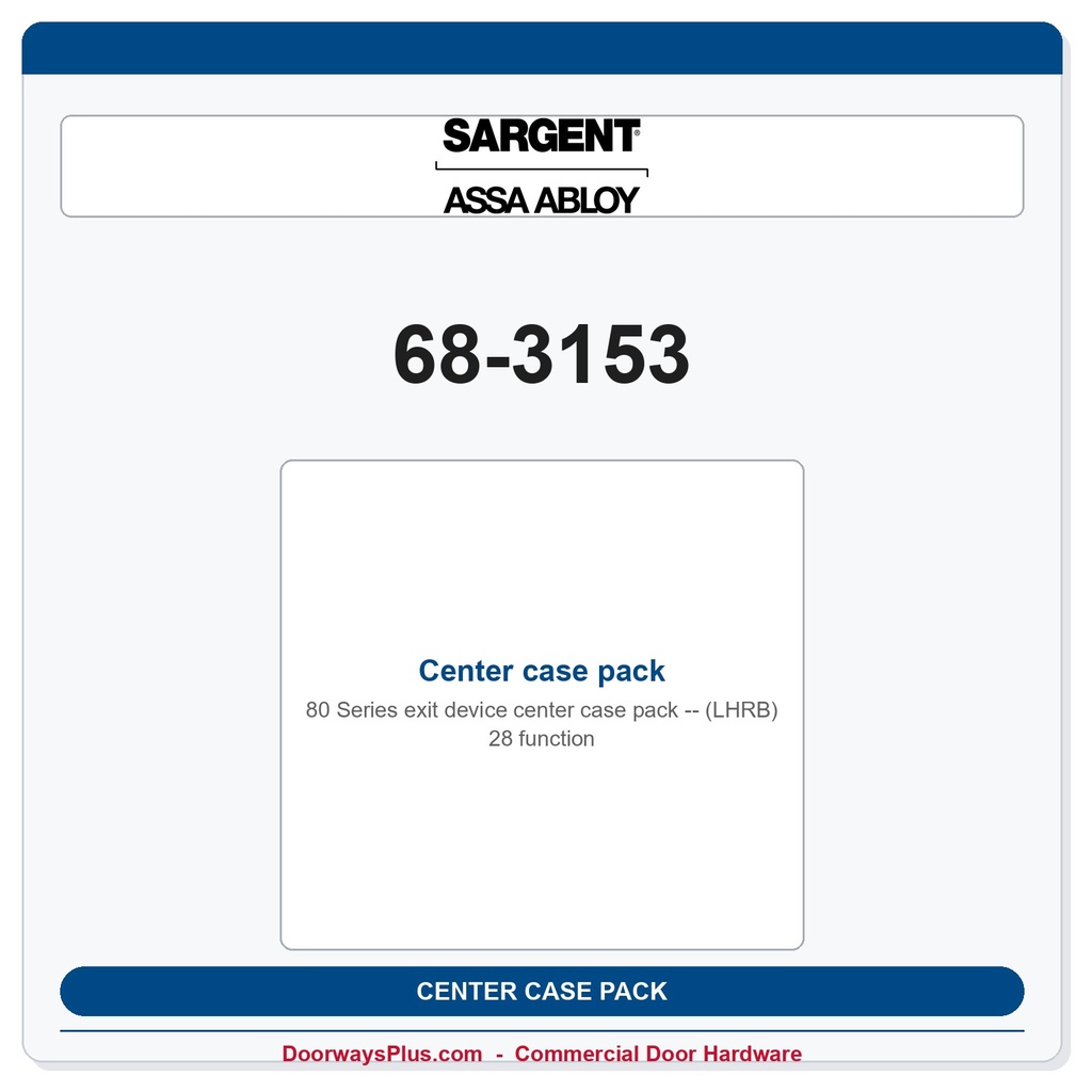 Sargent 68-3153 Center case pack (LHRB) 28 function