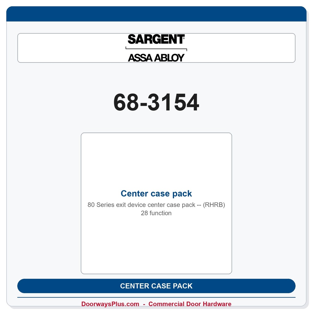 Sargent 68-3154 Center case pack (RHRB) 28 function