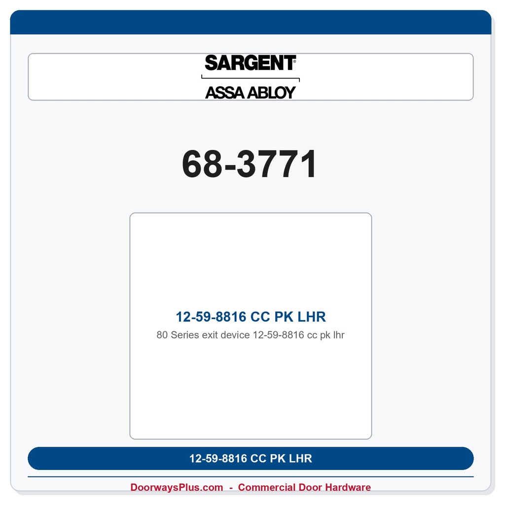 Sargent 68-3771 12-59-8816 CC PK LHR