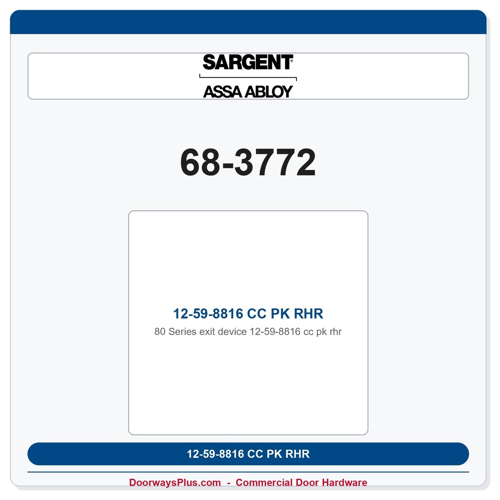 Sargent 68-3772 12-59-8816 CC PK RHR