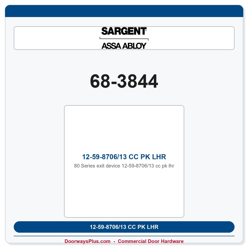 Sargent 68-3844 12-59-8706/13 CC PK LHR