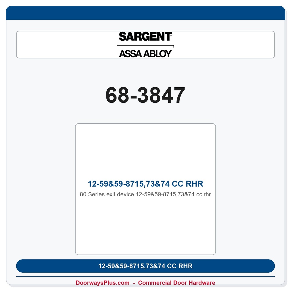 Sargent 68-3847 12-59&59-8715,73&74 CC RHR