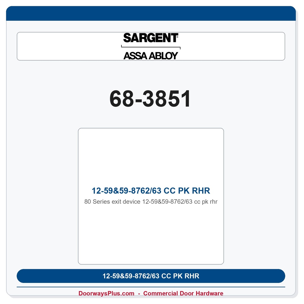 Sargent 68-3851 12-59&59-8762/63 CC PK RHR