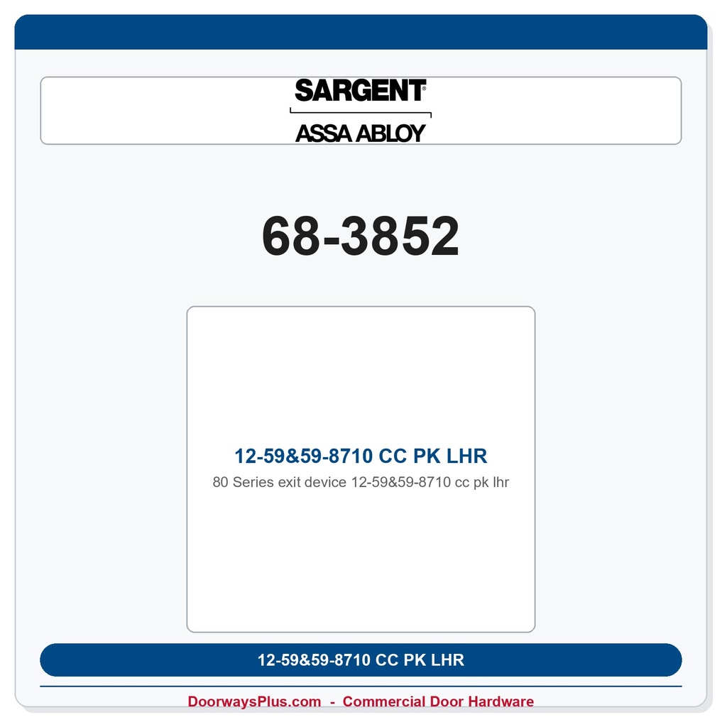 Sargent 68-3852 12-59&59-8710 CC PK LHR