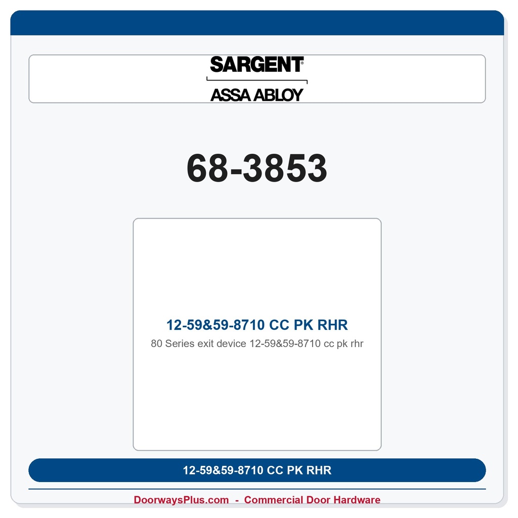 Sargent 68-3853 12-59&59-8710 CC PK RHR
