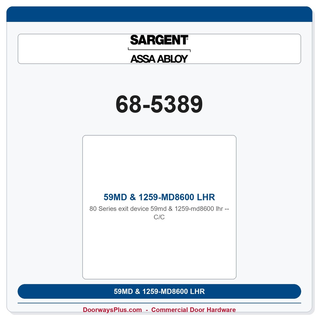 Sargent 68-5389 59MD & 1259-MD8600 LHR C/C