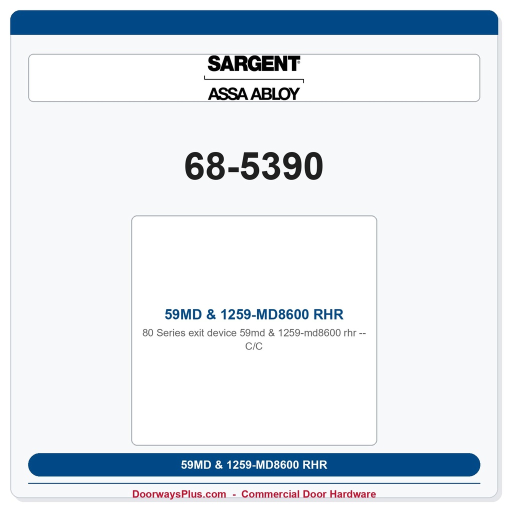 Sargent 68-5390 59MD & 1259-MD8600 RHR C/C