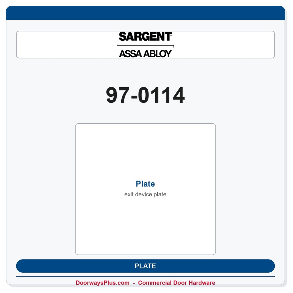 Sargent 97-0114 Plate