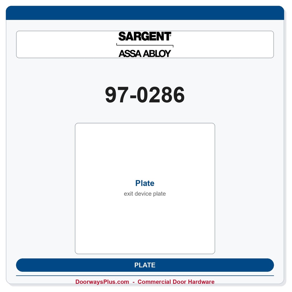 Sargent 97-0286 Plate