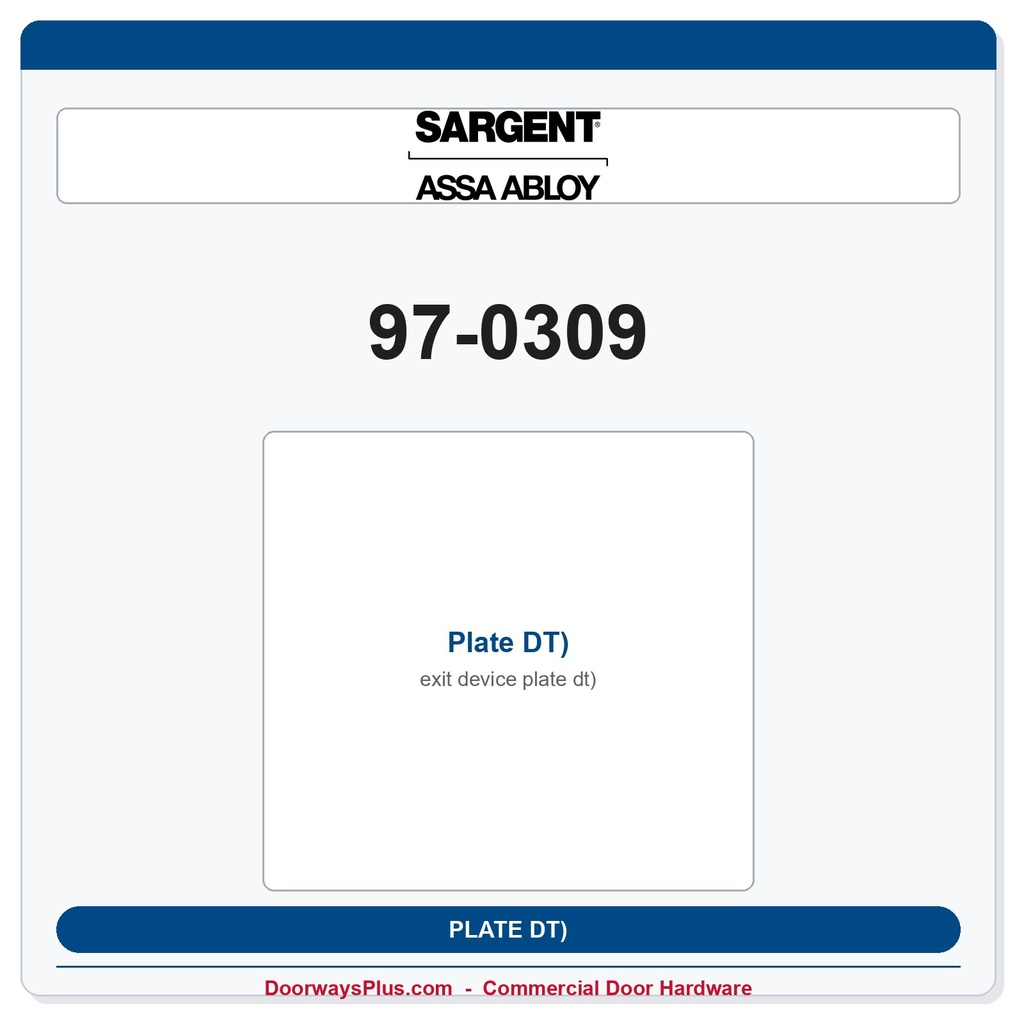 Sargent 97-0309 Plate DT)
