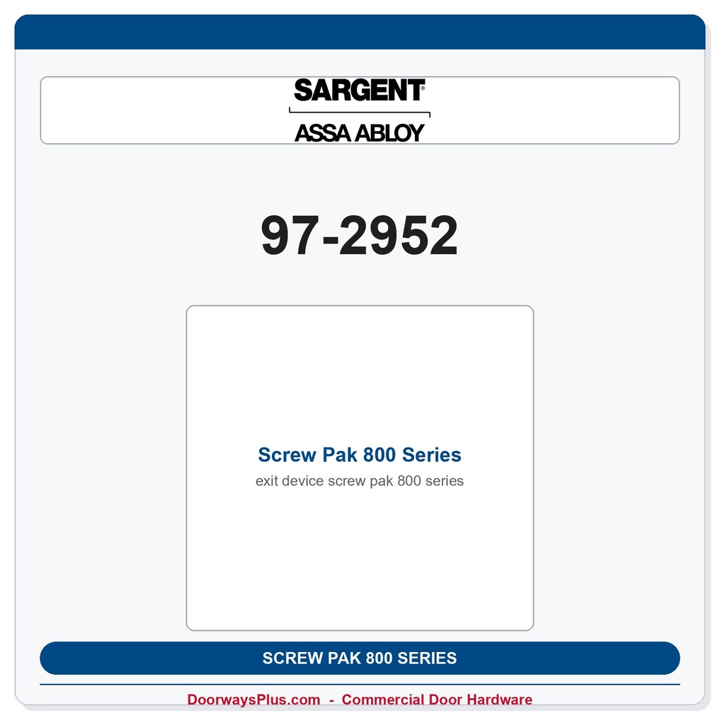 Sargent 97-2952 Screw Pak 800 Series