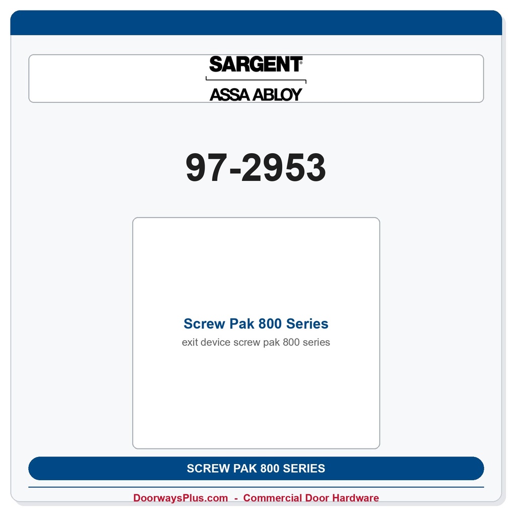 Sargent 97-2953 Screw Pak 800 Series