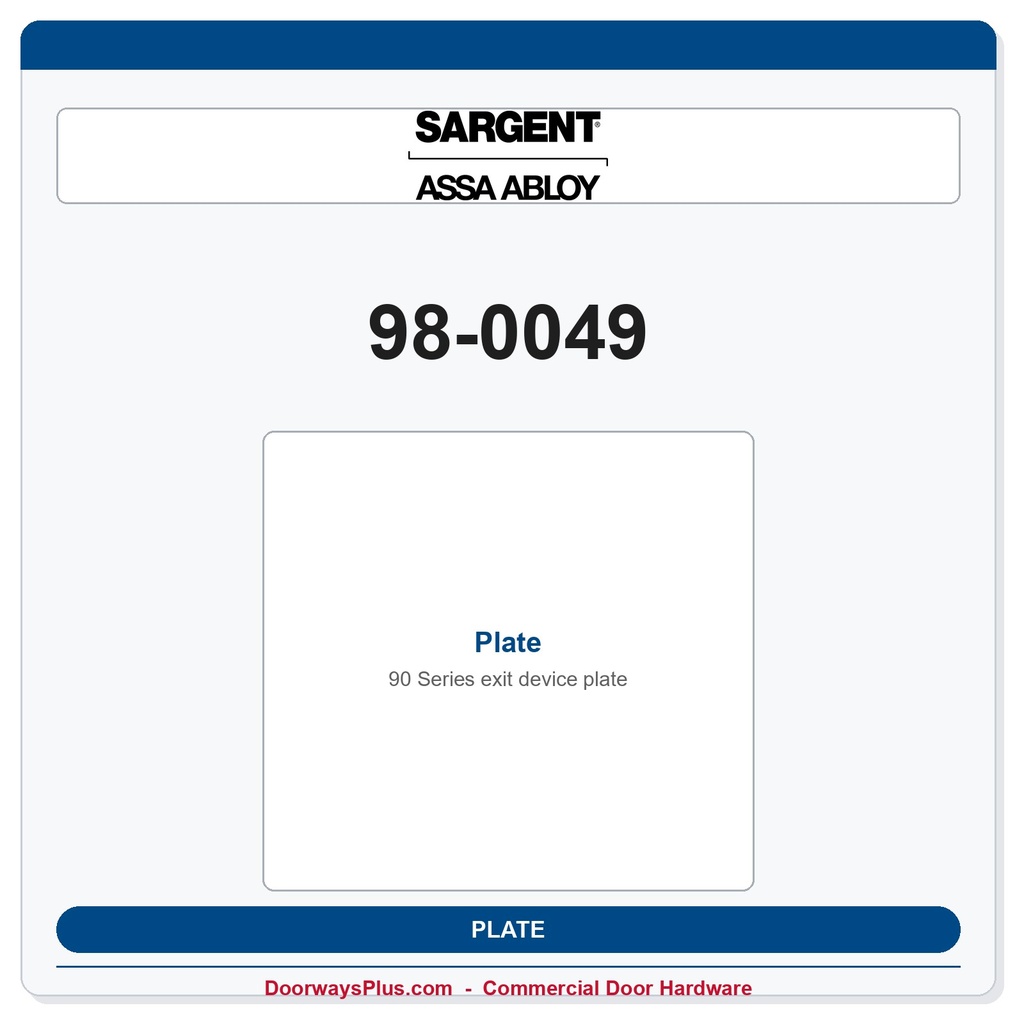Sargent 98-0049 Plate