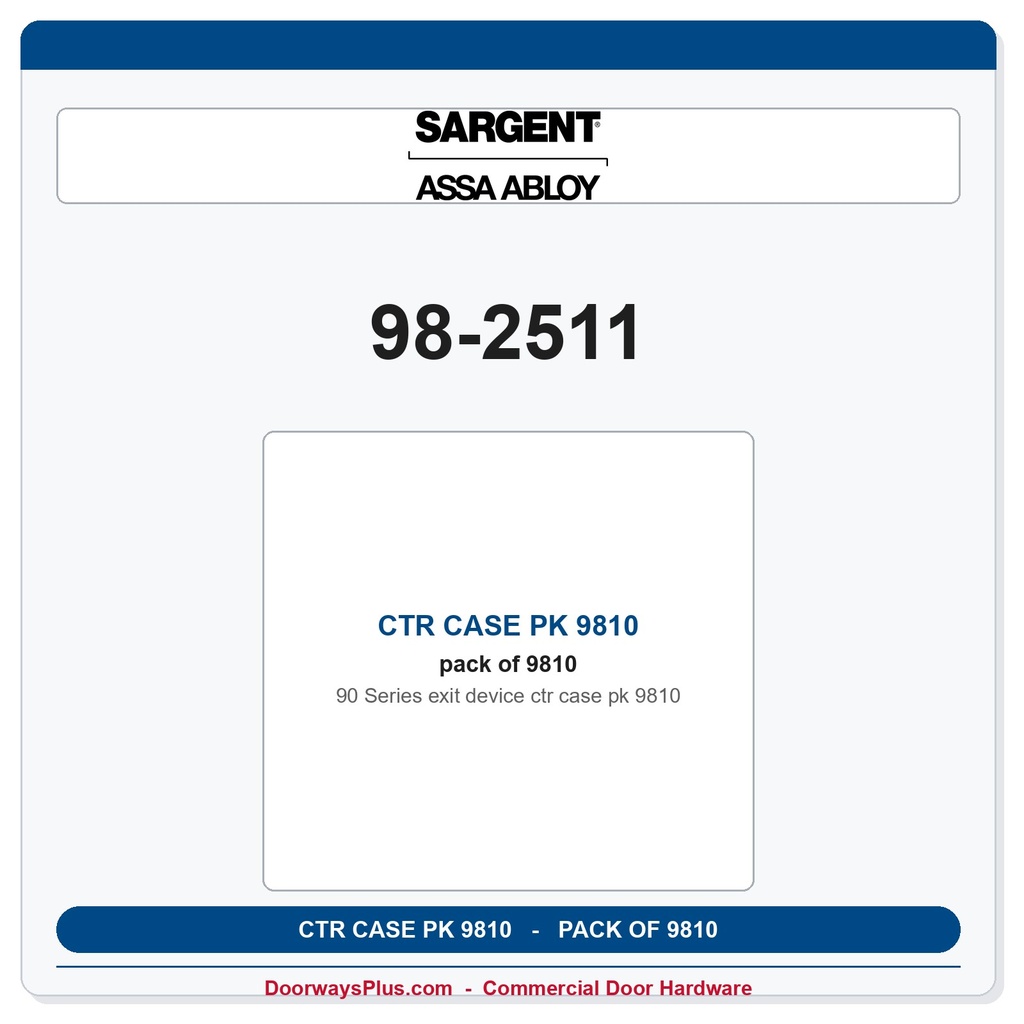 Sargent 98-2511 CTR CASE PK 9810