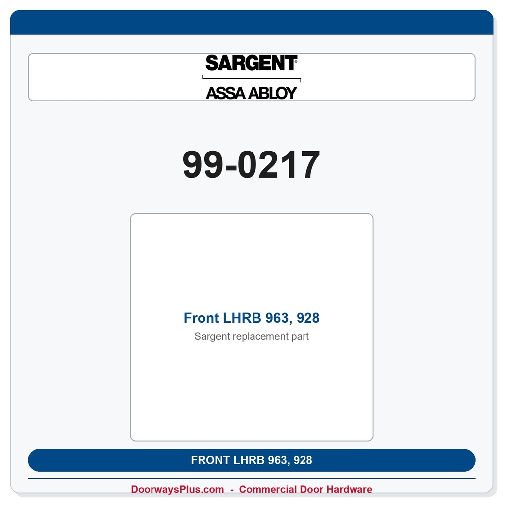 Sargent 99-0217 Front LHRB 963, 928