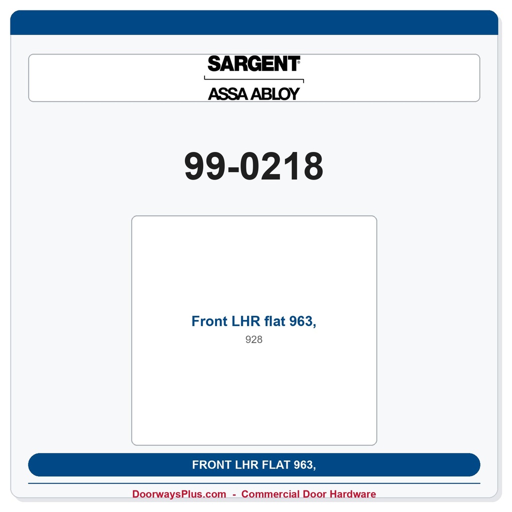 Sargent 99-0218 Front LHR flat 963, 928
