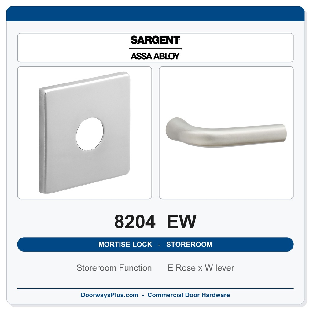Sargent 8204 EW Trim Storeroom or Closet Mortise Lockset | LA Keyway, Grade 1 Commercial
