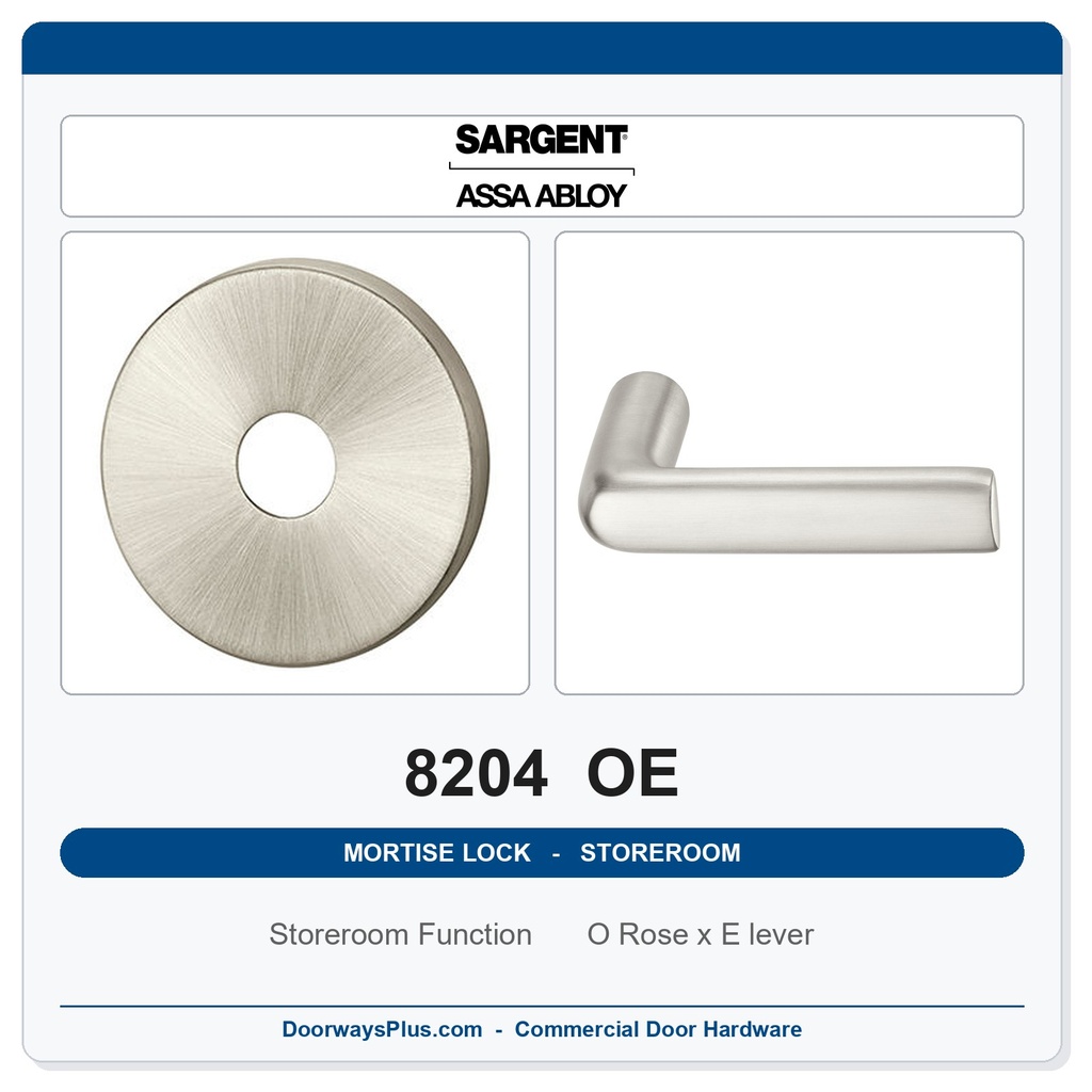 Sargent 8204 OE Trim Storeroom or Closet Mortise Lockset | LA Keyway, Grade 1 Commercial