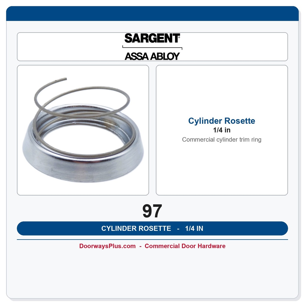 Sargent 97 Cylinder Rosette Trim Ring – 1/4" Commercial