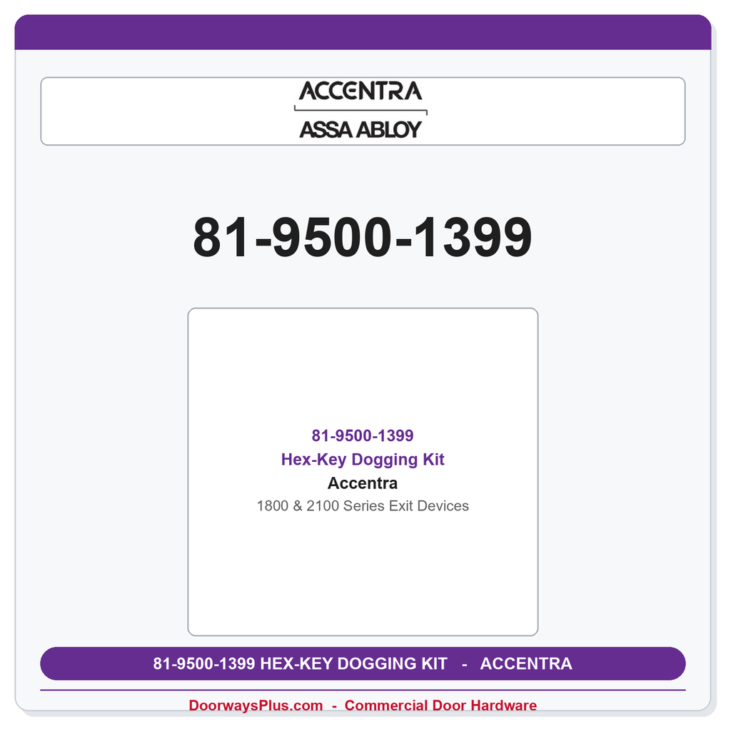 Accentra 81-9500-1399 Hex-Key Dogging Kit – 1800 & 2100 Series Exit Devices