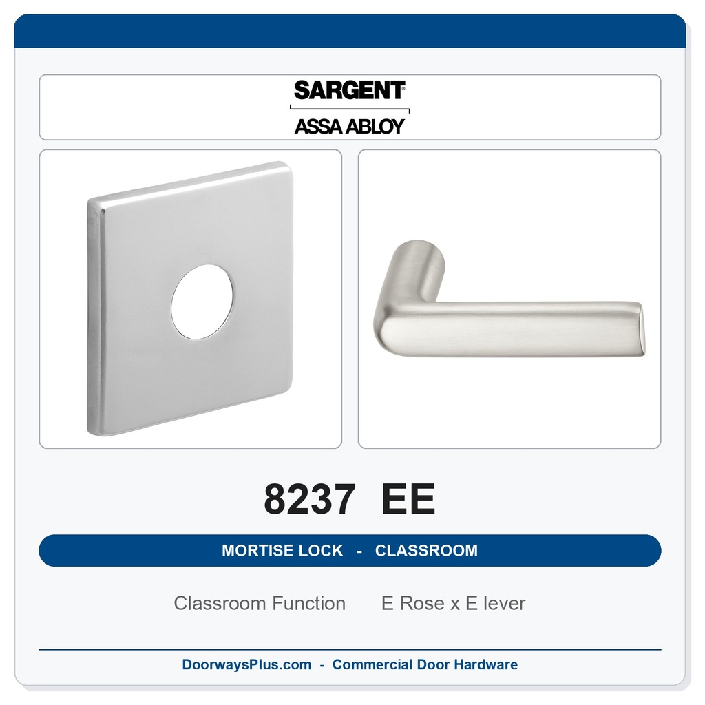 Sargent 8237 EE Trim Classroom Mortise Lockset | LA Keyway, Grade 1 Commercial