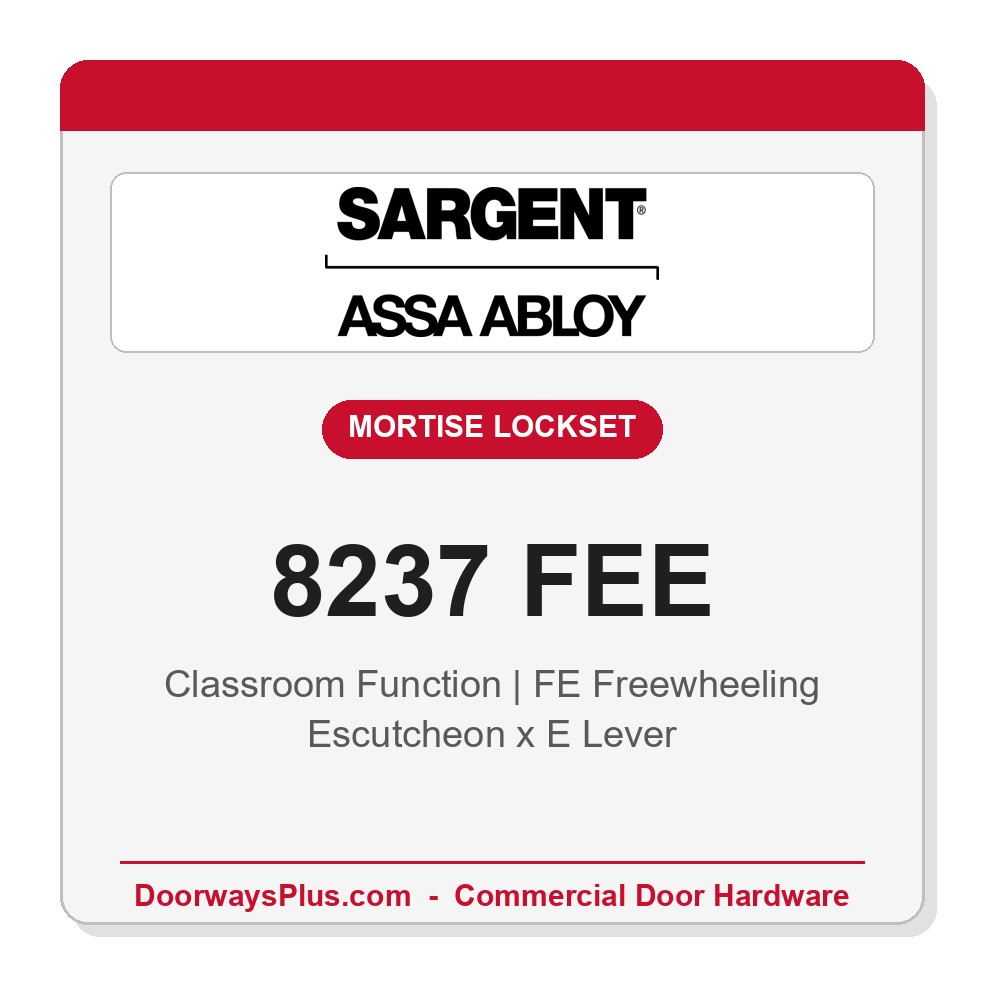 Sargent 8237 FEE Trim Classroom Mortise Lockset | LA Keyway, Grade 1 Commercial