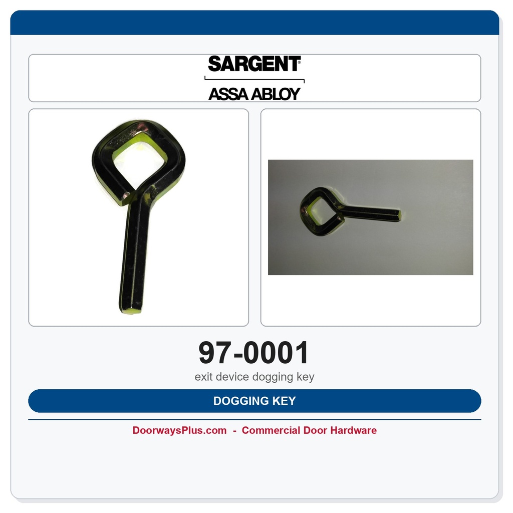 Sargent 97-0001 Dogging Key | 7/32" Hex | 80 Series Exit Devices