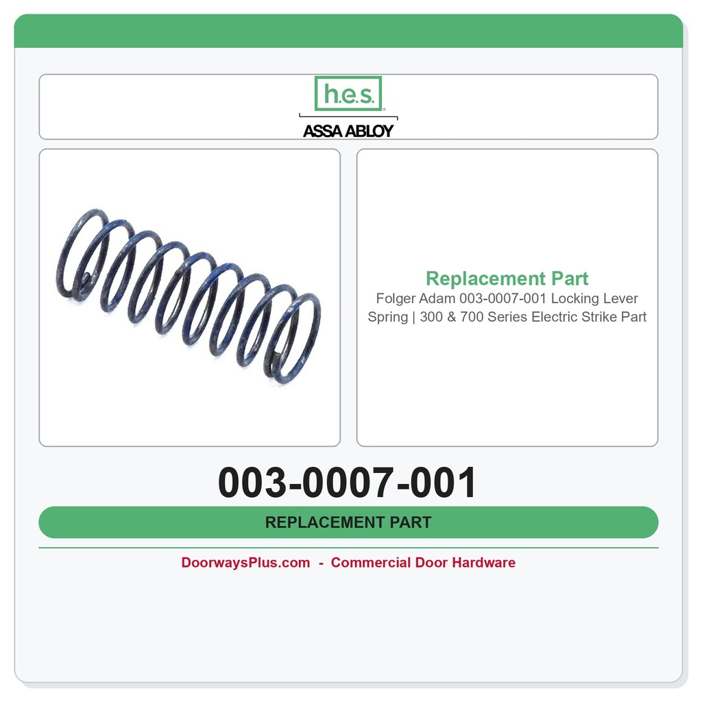 Folger Adam 003-0007-001 Locking Lever Spring | 300 & 700 Series Electric Strike Part