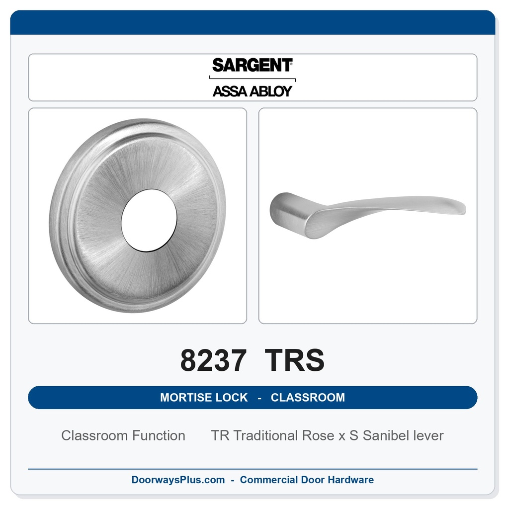 Sargent 8237 TRS Trim Classroom Mortise Lockset | LA Keyway, Grade 1 Commercial