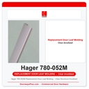 Hager 780-052M Replacement Door Leaf Molding – Clear Aluminum Anodized