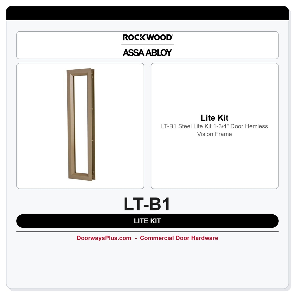 Rockwood LT-B1 Steel Lite Kit – 1-3/4" Door | Hemless Vision Frame