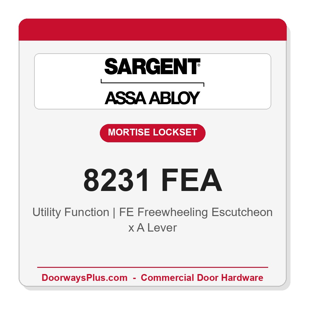 Sargent 8231 FEA Trim Utility Mortise Lockset | LA Keyway, Grade 1 Commercial