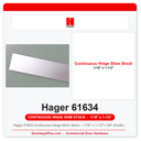 Hager 61634 Continuous Hinge Shim Stock – 1/16" x 1-1/2" x 84" Anodized Aluminum