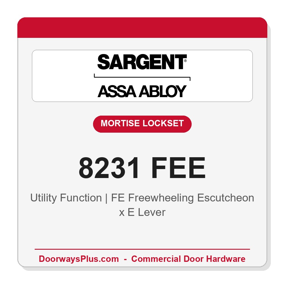 Sargent 8231 FEE Trim Utility Mortise Lockset | LA Keyway, Grade 1 Commercial