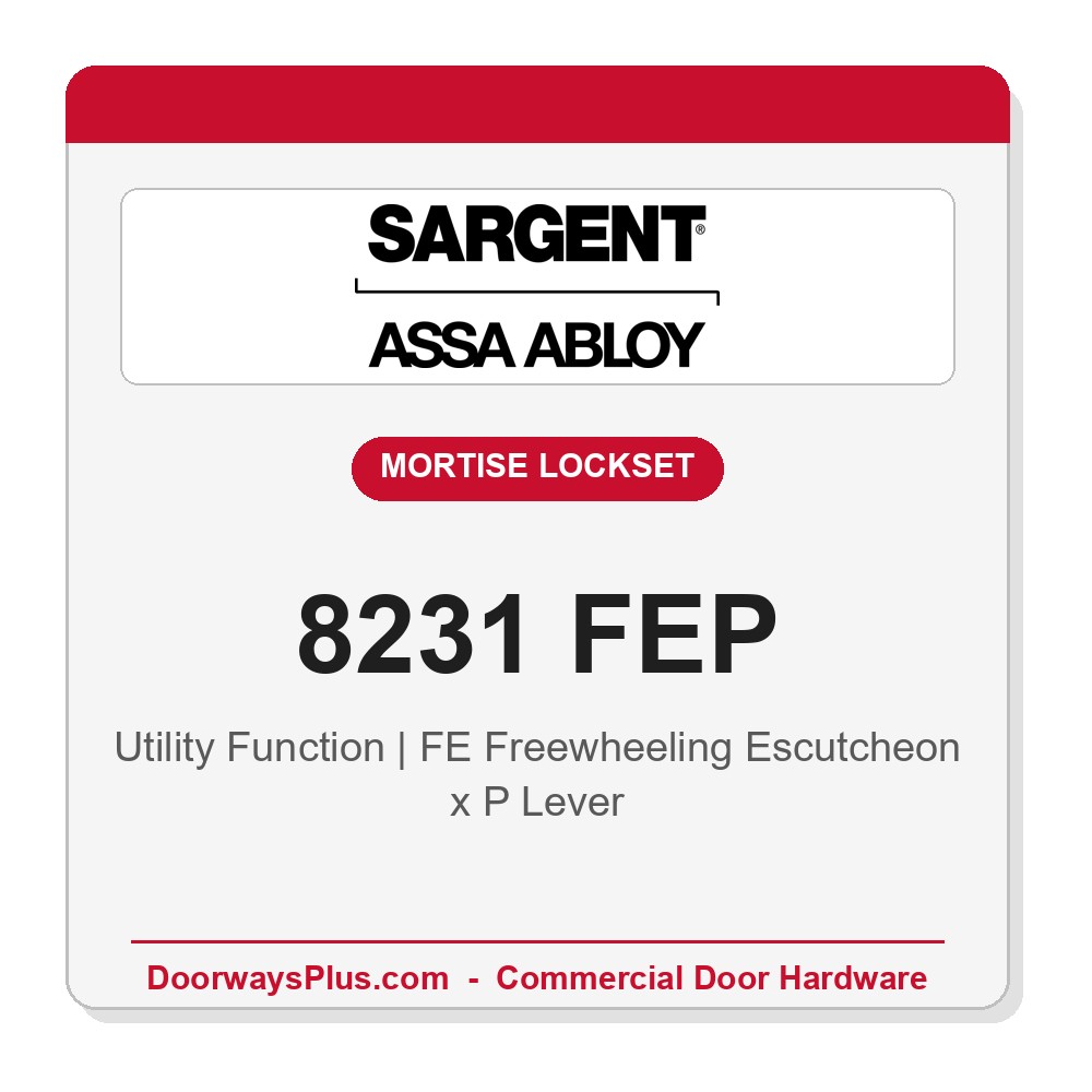 Sargent 8231 FEP Trim Utility Mortise Lockset | LA Keyway, Grade 1 Commercial