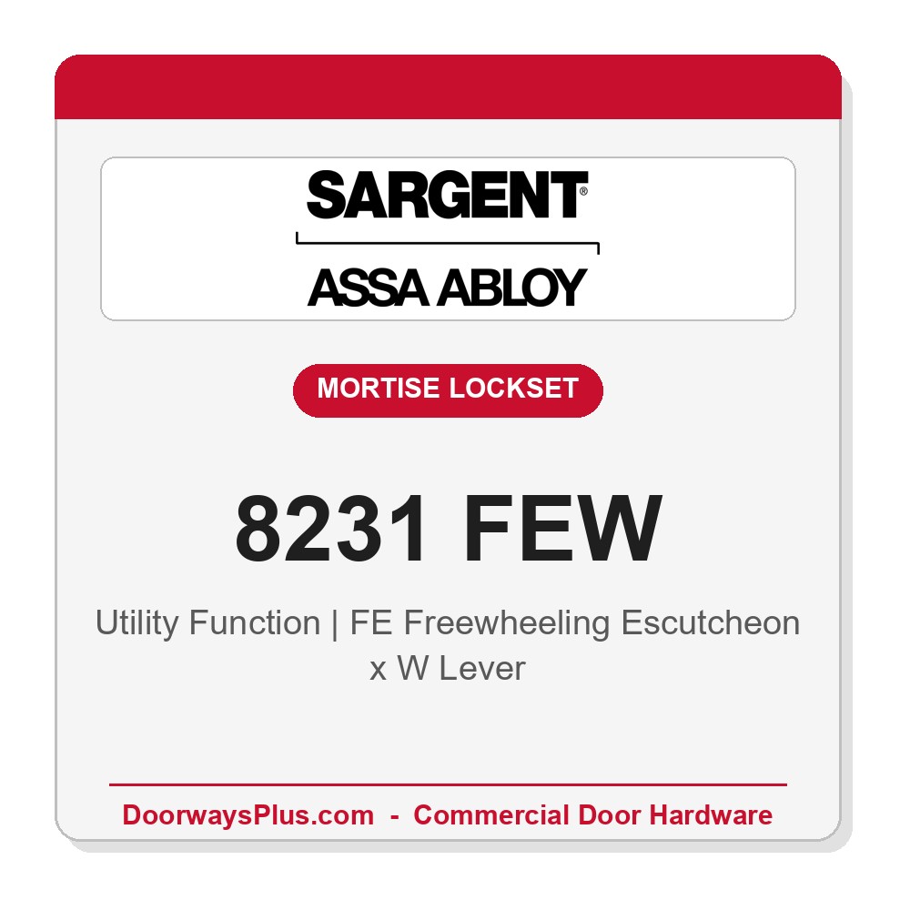 Sargent 8231 FEW Trim Utility Mortise Lockset | LA Keyway, Grade 1 Commercial
